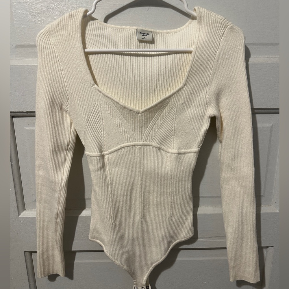 Abercrombie & Fitch Off White Ribbed Body Suit